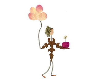 Pressed Flower Birthday Card: Gardener Gift, Botanical Art Print