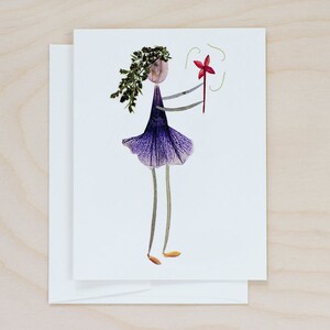 Pressed Flower Notecard Set: Botanical Art Cards for Gardener, print of petal people image 4