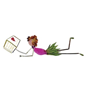 BOEKWORM - Geperste bloemenkunstdruk, kaartje voor de lezer, liefhebber van boeken, bibliothecaris, groepscadeau boeken - Botanische kunst, Tuin