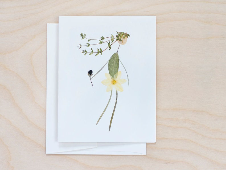 Pressed Flower Notecard Set: Botanical Art Cards for Gardener, print of petal people image 9