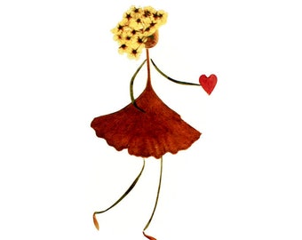 SWEETHEART - Wedding, Engagement, Anniversary, I Love You, Valentine's Day - Pressed flower art - Botanical greeting card - Garden notecard