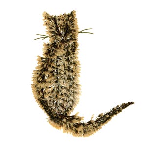 KITTY CAT - Geperste bloemenkunstprint van een kat voor iedereen die van een katachtige vriend houdt - Pet sympathy gemaakt van plantaardige ingrediënten - notitiekaart tuin