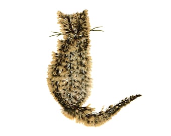 Pressed Flower Cat Art Print: Botanical Garden Notecard