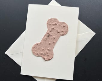Dog Sympathy Card: Plantable Paper Bone with Forget-Me-Not Seeds