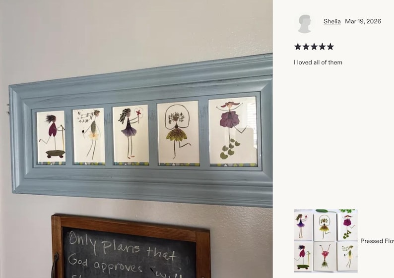 Pressed Flower Notecard Set: Botanical Art Cards for Gardener, print of petal people image 11