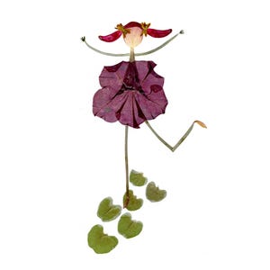 Amarelinha - Arte com flores prensadas - Cartão divertido - Cartão de felicitações criado com ervas e flores do meu jardim - Oshibana