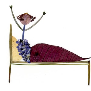 GET WELL SOON - Pressed flower art, Whimsical botanical art, Garden notecard, Petal art greeting card for a sick friend