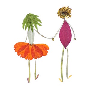 TOGETHER - Botanische Notizkarte für Hochzeit, Jubiläum, Valentinstag, Verlobung - Petal People Press - Gepresste Blume Kunstdruck