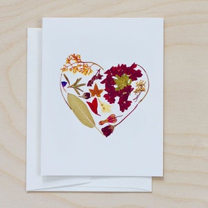 HEART Valentine's Day card, Wedding, Anniversary, Engagement, I Love You, sympathy card, Garden notecard, Pressed flower art stationery image 3