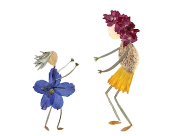 Catch Me - Botanical Art Print: Pressed Flower Card