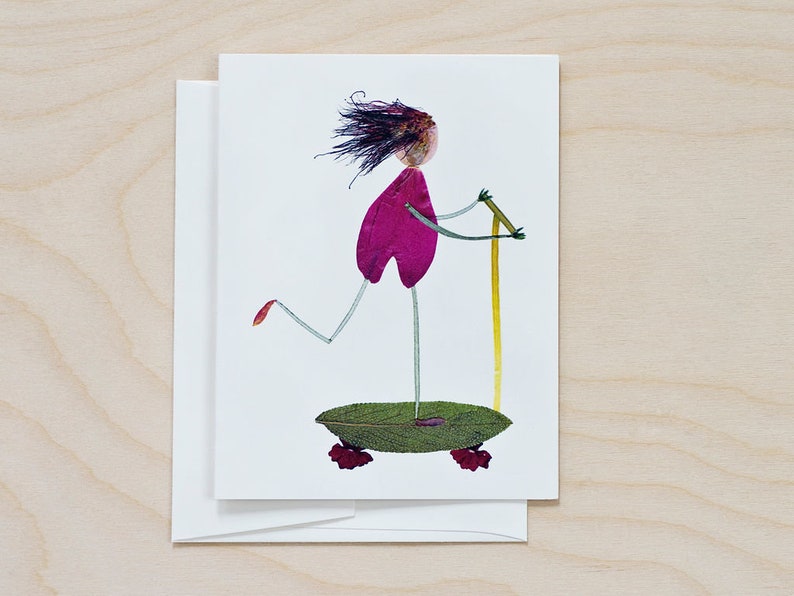 Pressed Flower Notecard Set: Botanical Art Cards for Gardener, print of petal people image 7