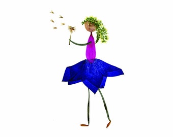 Pressed Flower Art Print: Dandelion Wish Card