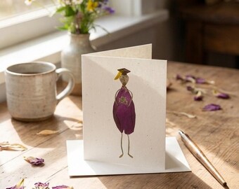 Botanical Graduation Card: Pressed Flower Art Print Notecard