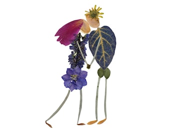 Smooch - Pressed Flower Note Card Print for Anniversary, Valentine's Day, Wedding, Engagement