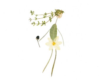 Pressed Flower Art Card: Dancing Girl Botanical Print