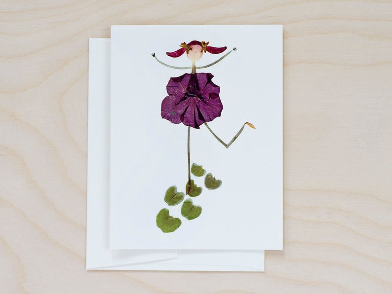 Pressed Flower Notecard Set: Botanical Art Cards for Gardener, print of petal people image 6