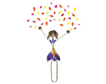 CONFETTI, Pressed Flower Congratulations Card: Botanical Art Print Notecard