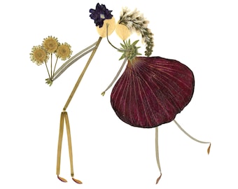 Pressed Flower "I Love You" Note Card: Botanical Art Print