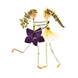 BESTE FREUNDE - Besties - Botanischer Kunstdruck - Gepresste Blumen Grußkarte - Grußkarte gestaltet mit Kräutern & Blumen aus meinem Garten