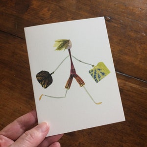 Biglietto di auguri BON VOYAGE - Trasloco, trasferimento, università, viaggi - Stampa di opere d'arte botaniche originali - Biglietto con fiori pressati - Biglietto di auguri