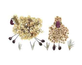 Sheep Note Card: Pressed Flower Art Print, Botanical Garden Greeting