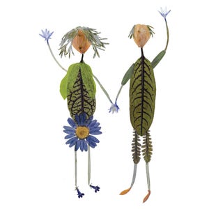 GRANDMA and GRANDPA - Druck von botanischer Kunst - Gepresste Blumen Notizkarte - Blanko Karte gestaltet mit Kräutern und Blumen aus meinem Garten