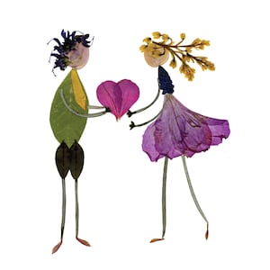 SEJA MEU - Cartão de Dia dos Namorados, Arte com flores prensadas, Arte botânica, Cartão de jardim, Cartão de felicitações para amor, aniversário, noivado, casamento
