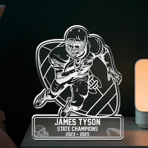 Personalized Football Player Acrylic Plaque, Thank You Gift for Coach, Football Team Xmas Keepsake Gifts, Custom Name and Number Football