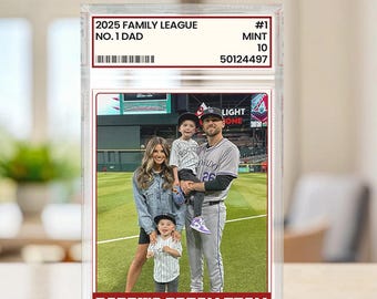Trading Card Style Personalized Photo Acrylic Block Plaque, Father&#39;s Day Gift for Baseball Dad, Husband Gifts, #1 Dad Sports, Dad Gifts