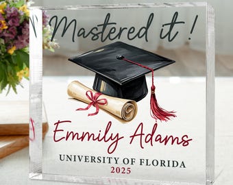 Personalized Master&#39;s Degree Graduation Acrylic Plaque, Plaque Gift for Masters Degree Graduation, Graduation Keepsake From Parents