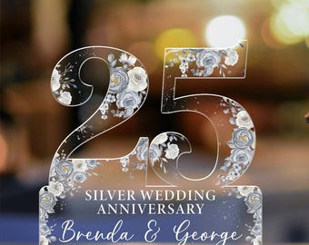 25th Silver Wedding Anniversary Acrylic Plaque Gift for Husband, Personalized Couple&#39;s Name and Date Pearl Anniversary Gift, Gift for Couple