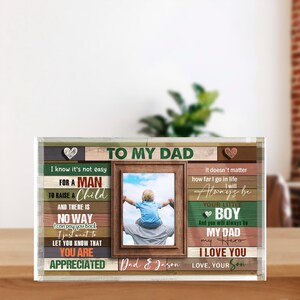 Personalized To My Dad Father&#39;s day Plaque From Son with Custom Photo Gift, Dad Birthday Gift, Gift for Grandpa Step Dad, Gift from Wife