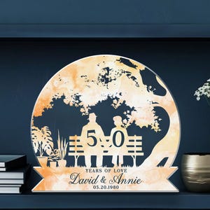 50th Wedding Anniversary Gift, Personalized Couple Acrylic Plaque, Golden Wedding Keepsake, Custom Name Wedding Favors Decoration