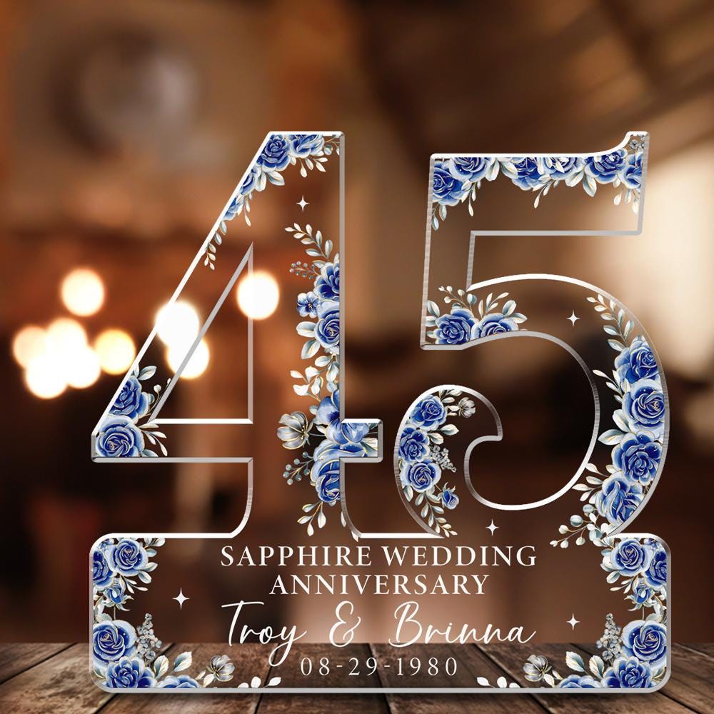 45th Sapphire Wedding Anniversary Acrylic Plaque Gift for Husband ...