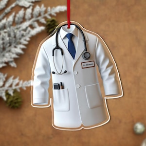 Personalized Doctor Acrylic Ornament, White Coat 2D Flat Xmas Ornament, Healthcare Worker Gift, Healthcare Worker gift, Medical Grad Gift