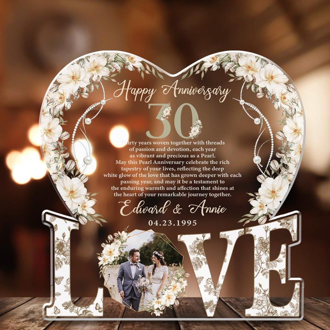 30th Wedding Anniversary Acrylic Plaque Gift for Husband, Custom