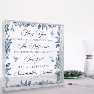 Personalized Retirement Acrylic Plaque: Teacher, Coworker Gift