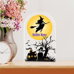 Funny Witch Halloween Acrylic Plaque: Spooky Season Decor