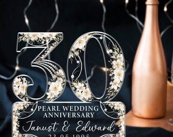 30th Wedding Anniversary Acrylic Plaque Gift for Husband, Personalized Couple&#39;s Name and Date Pearl Anniversary Gift, Gift for Couple