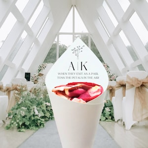 Printable Wedding Cone Template for Petal Toss DIY Editable Confetti Paper Cone Toss with Modern Font Instant Download Canva Template