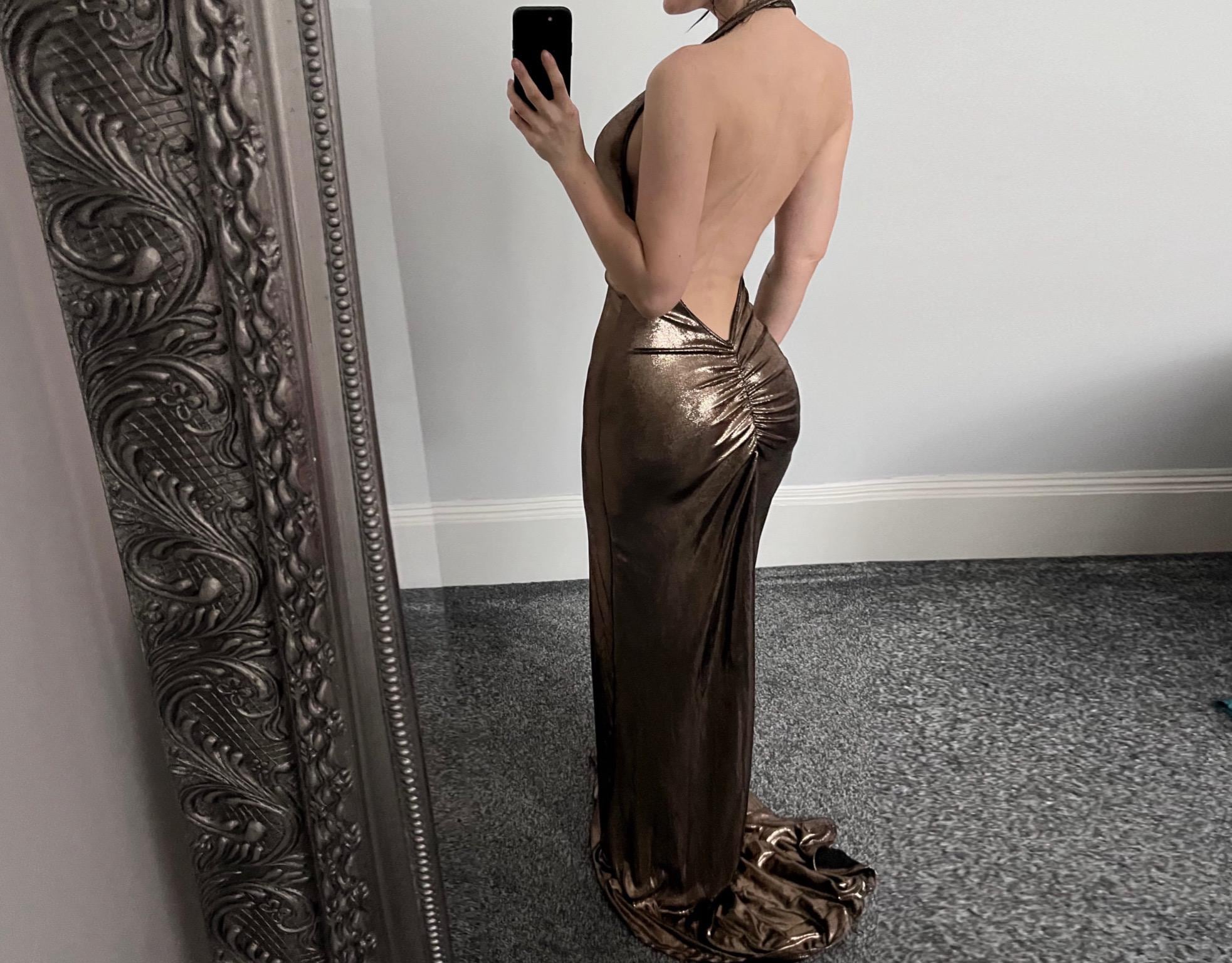 Backless Maxi Slip Gold Fishtail Halterneck Dress Prom Evening Gown - Etsy  UK