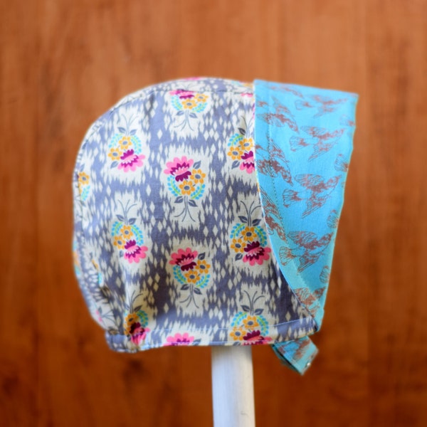 SALE-- Ready to Ship--Goody Goody Reversible Sun Hat with Anna Maria Horner Honor Roll Fabrics--Size 3-6 months