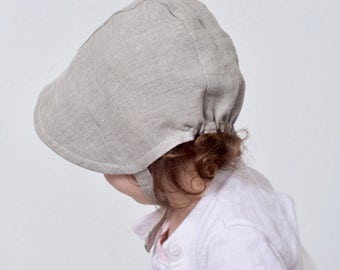 Natural Linen Baby Bonnet