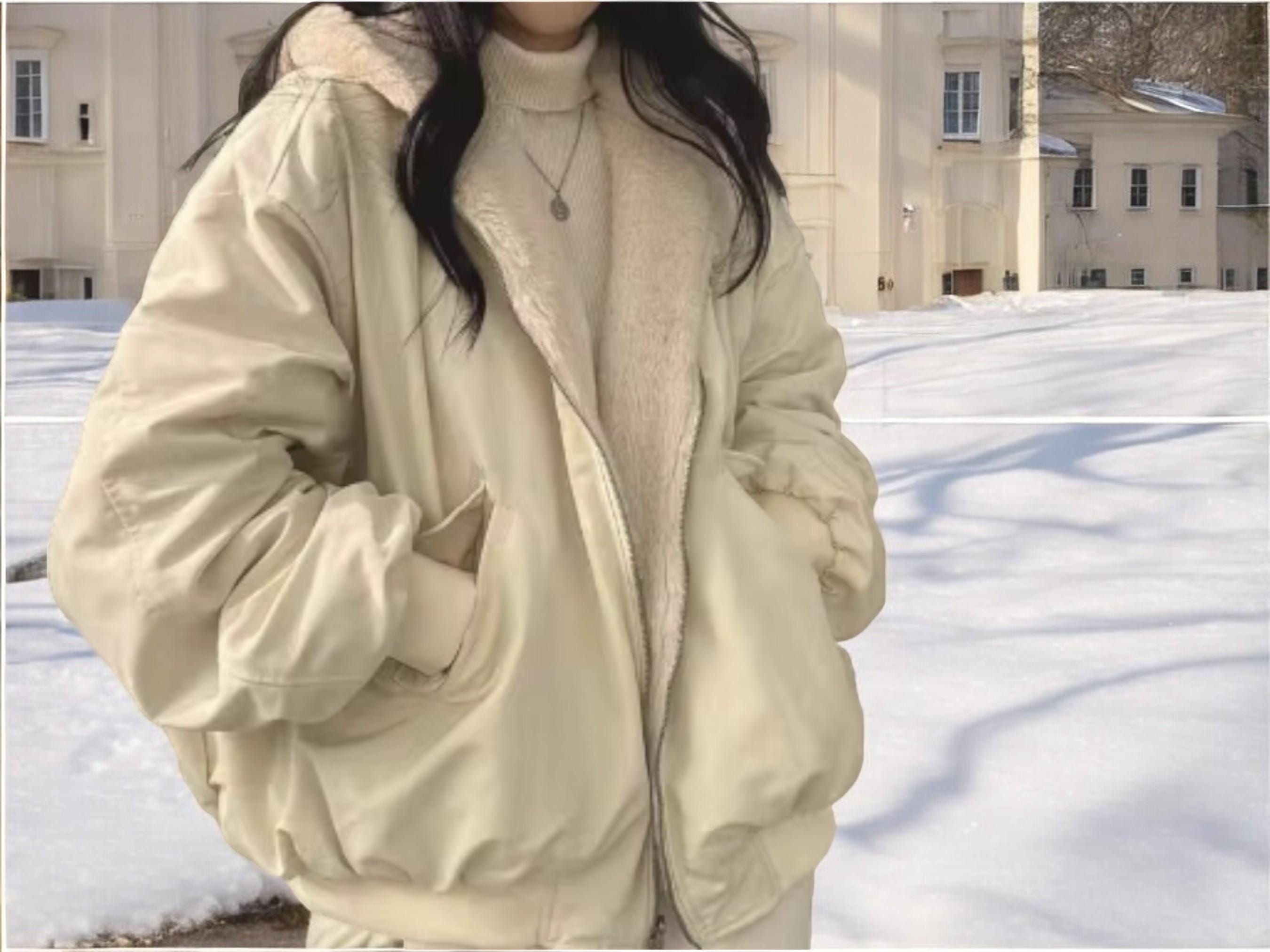 Loose Hoodie Long Sleeve Plain Zipper Fashion Mid-Long Jacket