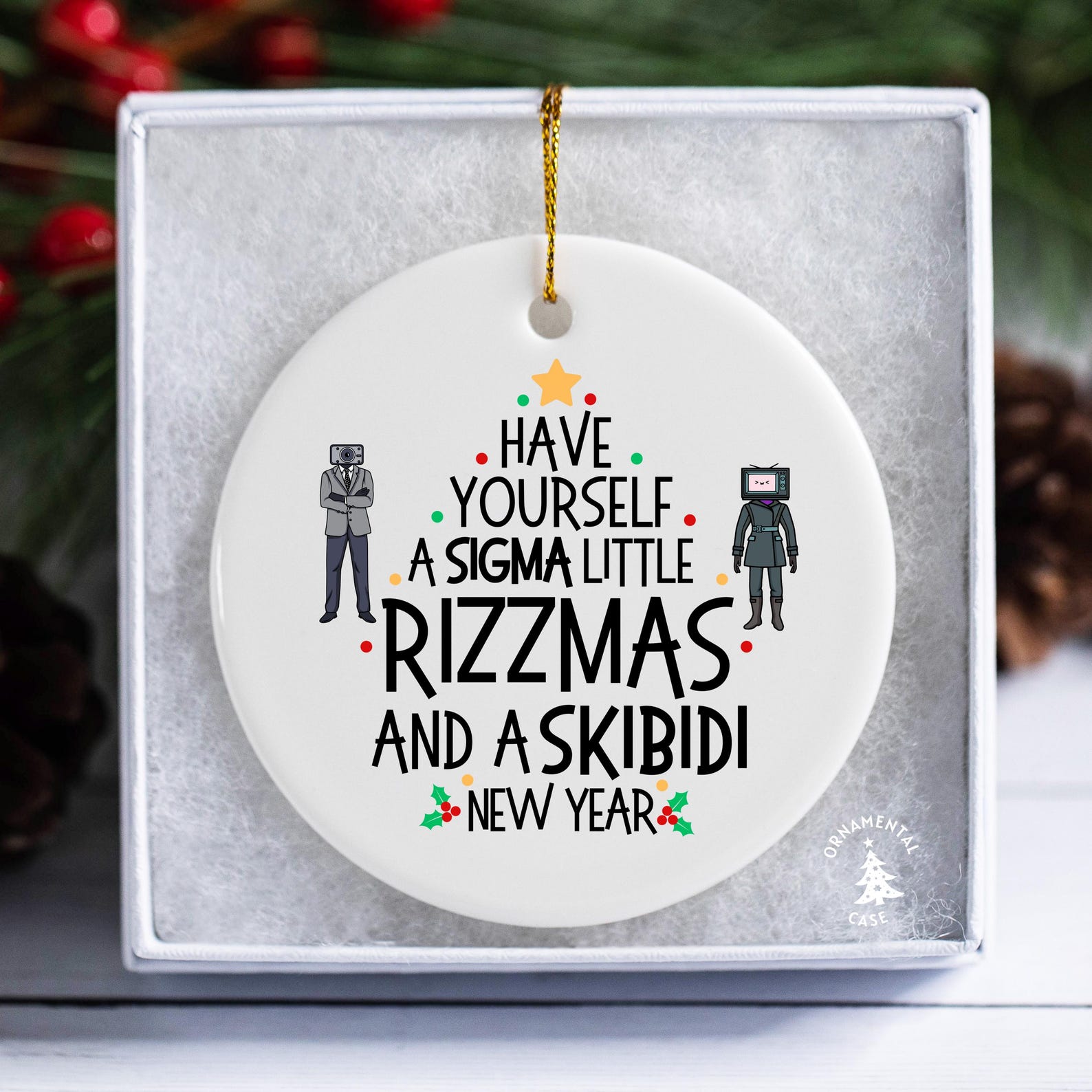Sigma Rizzmas Teenage Ornament 2024, Funny Meme Christmas Ornament ...