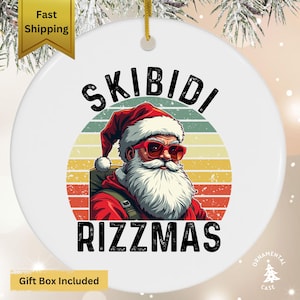 Skibidi Rizzmas Teenage Ornament 2024, Funny Meme Christmas Ornament, Cool Santa Generation Alpha Keepsake, Stocking Stuffer, Gen Z slang