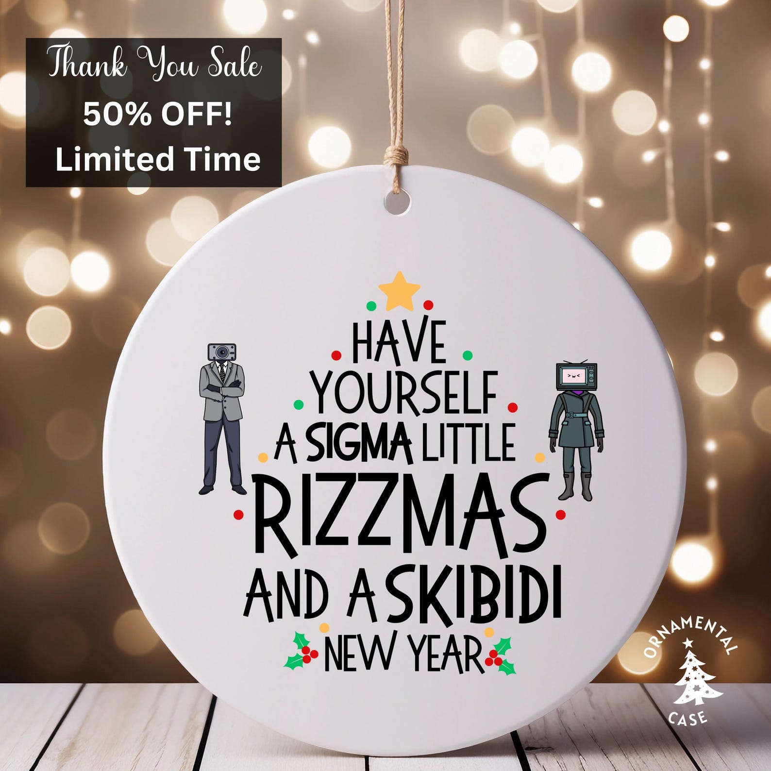 Sigma Rizzmas Teenage Ornament 2024, Funny Meme Christmas Ornament ...