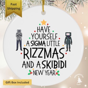 Sigma Rizzmas Teenage Ornament 2024, Funny Meme Christmas Ornament, Skibidi Rizzmas Alpha Keepsake, Stocking Stuffer, Gen Z slang New Year