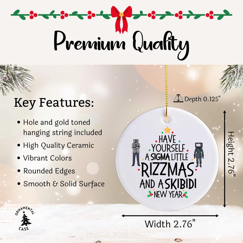 Sigma Rizzmas Teenage Ornament 2024, Funny Meme Christmas Ornament ...