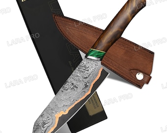 Handmade Copper & Damascus Steel Chef Knife, Anniversary Edition Chef Knife, Sharp Kitchen Knife, Professional Chef Knife, Gift For Wife